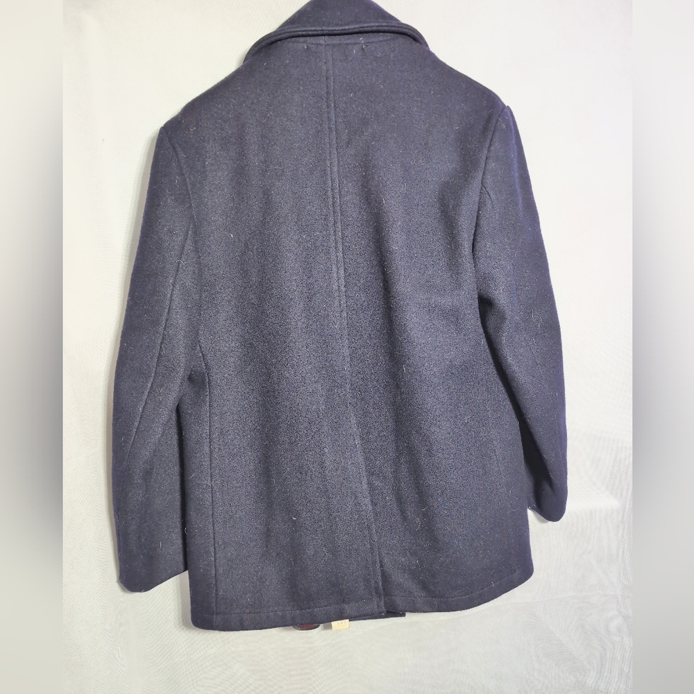 Vintage Woolrich Wool Men's Navy Peacoat Sz 40 Leather Tag Some Defects - Picture 4 of 10